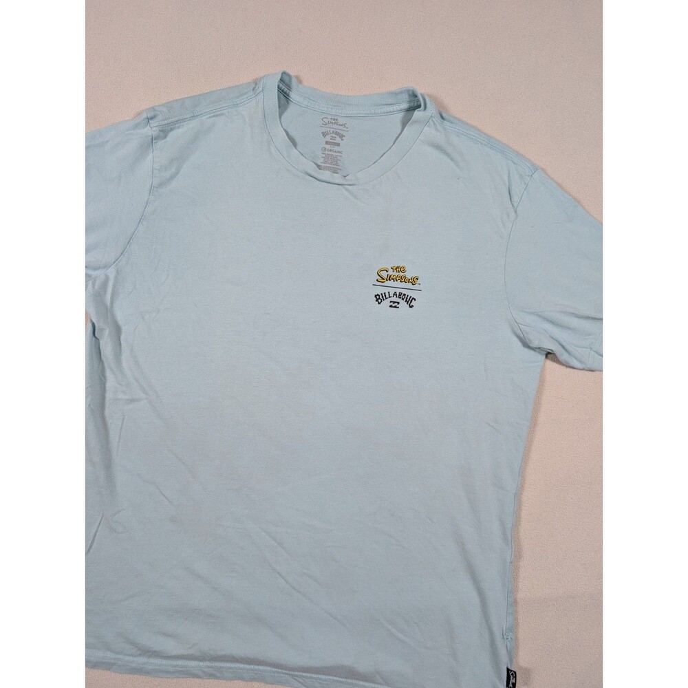 Billabong x The Simpsons T-Shirt Men's Large Blue Short Sleeve Bart Homer Tee